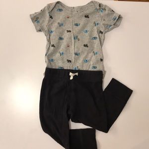 Toddler boy camping onesie and matching pant